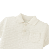 Baby Boy Jerome Triangle Polo Shirt With Ribbed Cuffs - White
