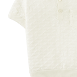 Baby Boy Jerome Triangle Polo Shirt With Ribbed Cuffs - White