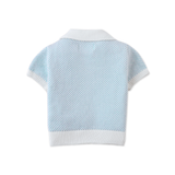 Baby Boy Lucius Popcorn Polo With Ribbed Cuffs & Hem - Blue