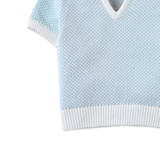 Baby Boy Lucius Popcorn Polo With Ribbed Cuffs & Hem - Blue