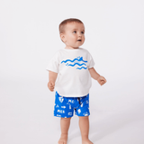 Baby Boy Printed Swim Shorts - Blue White