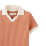 Baby Boy Samuel Continuous Collar Polo Tee - Tan