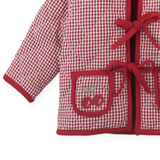 Baby Girl Lavinia Boxy Quilted Coat With Bow Tie Accents - Red