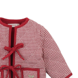 Baby Girl Lavinia Boxy Quilted Coat With Bow Tie Accents - Red