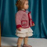 Baby Girl Lavinia Boxy Quilted Coat With Bow Tie Accents - Red
