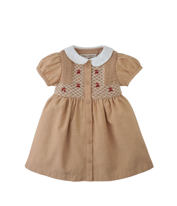 Baby Girl Marjorie Smocked Dress - Tan