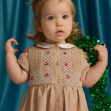 Baby Girl Marjorie Smocked Dress - Tan