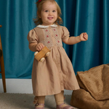 Baby Girl Marjorie Smocked Dress - Tan