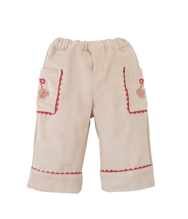 Baby Girl Nellie Straight Cut Pant Poodle Detail - Beige