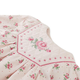 Baby Girl Olivia Floral Printed Dress With Embroidery On Quilted Yoke - Pink