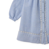 Baby Girl Petunia Chambray Dress With Embroidered Lace Trim - Blue