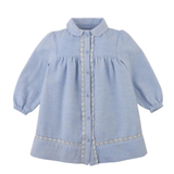 Baby Girl Petunia Chambray Dress With Embroidered Lace Trim - Blue