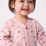 Baby Girl Velour Front Snap Floral Footie - Pink Multi