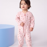 Baby Girl Velour Front Snap Floral Footie - Pink Multi