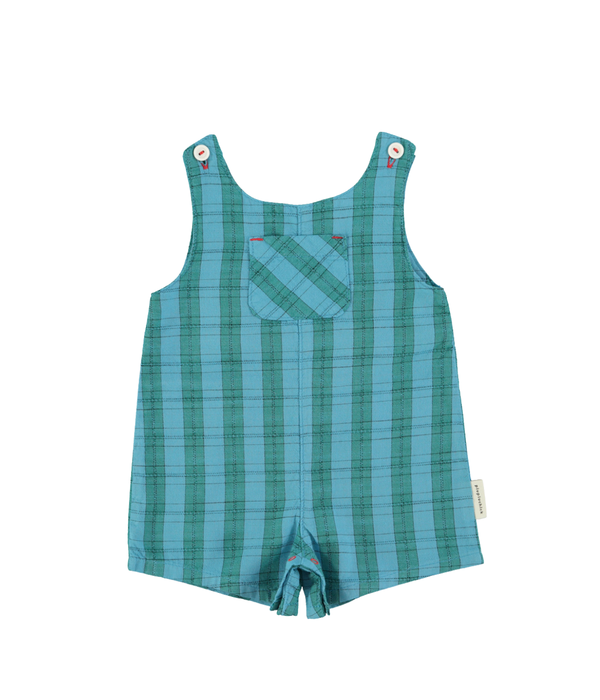 Baby Short Jumpsuit - Blue & Green Checkered
