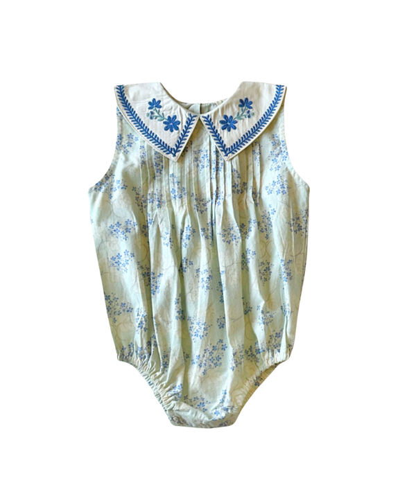 Baby Sofia Romper - Minty Flower Print