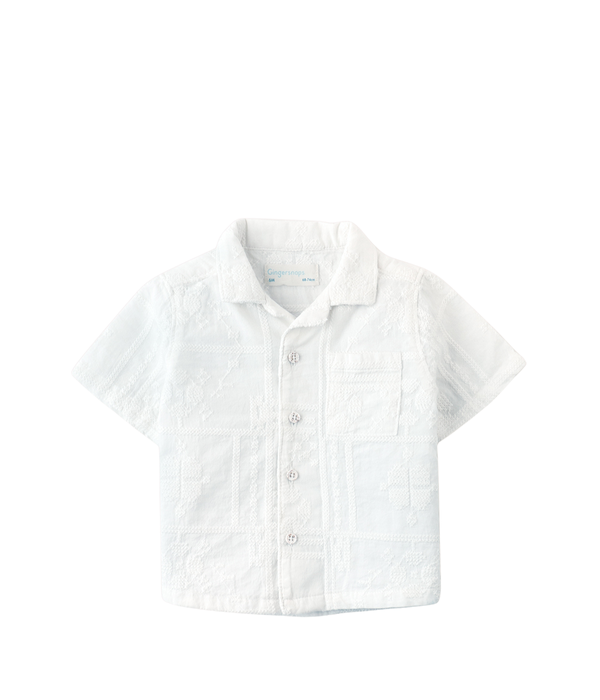 Baby Boy Timothy Embroidered Camp Collar Shirt - White