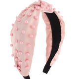 Ball Beaded Knot Headband - Light Pink