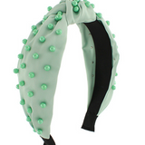 Ball Beaded Knot Headband - Mint Green