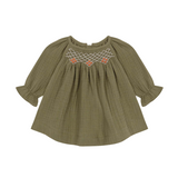 Bambula Smocked Blouse - Green Antique