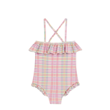 Bathing Suit Jovana Waffle Swimwear Fabric - Pink Island Checks