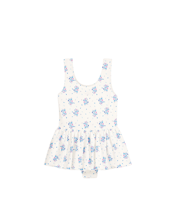 Bathing Suit Kalinda Waffle Swimwear Fabric - Cream Flower Dunes