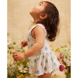 Bathing Suit Kalinda Waffle Swimwear Fabric - Cream Flower Dunes