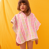 Beach Cape Mael Printed Cotton Voile - Pink Island Checks
