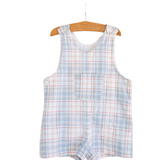 Blue Gingham Short Overalls