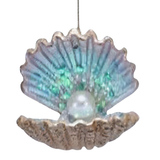 Blue Painted Resin Clam Shell With Pearl Ornament