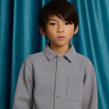 Boy Alessandro Waffle Knit Shirt With - Gray