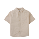 Boy Andrew Cross Dobby Shirt With Bartack Placket Details - Beige