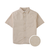 Boy Andrew Cross Dobby Shirt With Bartack Placket Details - Beige