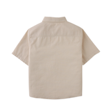 Boy Andrew Cross Dobby Shirt With Bartack Placket Details - Beige