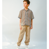 Boy Billy Cotton Linen Shirt With Chambray Piping And Microstripes - Multicolor