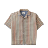 Boy Billy Cotton Linen Shirt With Chambray Piping And Microstripes - Multicolor