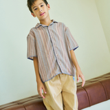 Boy Billy Cotton Linen Shirt With Chambray Piping And Microstripes - Multicolor