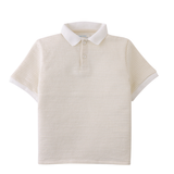 Boy Eren Textured Stripe Terry Polo Shirt - Beige