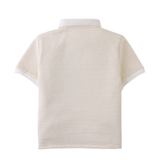 Boy Eren Textured Stripe Terry Polo Shirt - Beige