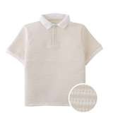 Boy Eren Textured Stripe Terry Polo Shirt - Beige
