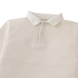 Boy Eren Textured Stripe Terry Polo Shirt - Beige