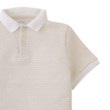 Boy Eren Textured Stripe Terry Polo Shirt - Beige