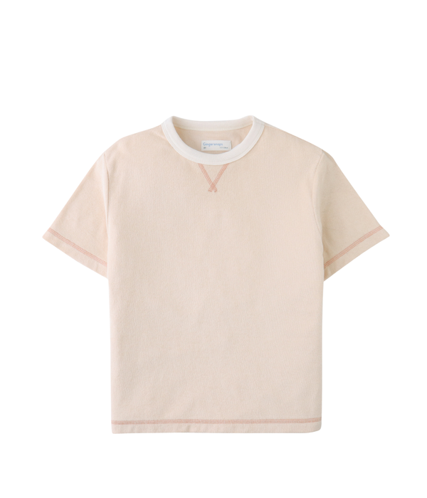 Boy Gunther Ringer Tee With Contrast V-Spreader - Beige