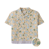 Boy Mo Linen Blend Panaman Shirt With Palms & Bananas Print - Multicolor