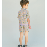 Boy Mo Linen Blend Panaman Shirt With Palms & Bananas Print - Multicolor