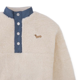 Boy Nicky Sherpa Pullover With Chest Dachshund Embroidery - Off White
