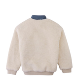 Boy Nicky Sherpa Pullover With Chest Dachshund Embroidery - Off White