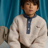 Boy Nicky Sherpa Pullover With Chest Dachshund Embroidery - Off White