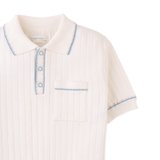 Boy Reiner Polo Shirt With Stripe Tipping Accents - Off White