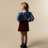 Burgundy Corduroy Embroidered Skirt